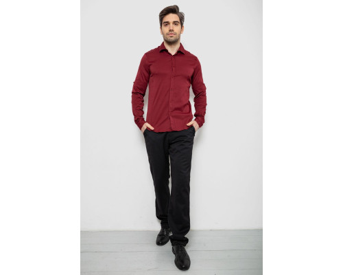 Сорочка чоловіча однотонна з принтом, колір бордовий, 186R6918-6