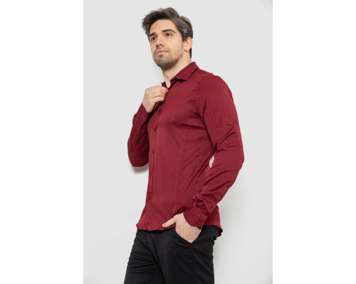 Сорочка чоловіча однотонна з принтом, колір бордовий, 186R6918-6