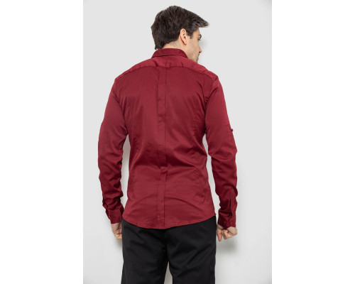 Сорочка чоловіча однотонна з принтом, колір бордовий, 186R6918-6