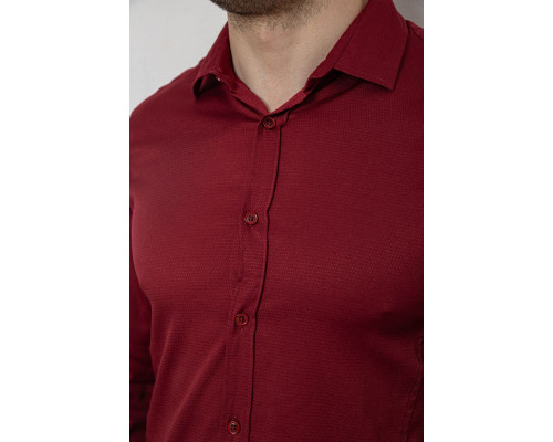 Сорочка чоловіча однотонна з принтом, колір бордовий, 186R6918-6