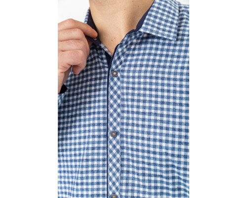 Сорочка чоловіча в клітинку байкова, колір синьо-білий, 214R115-35-193