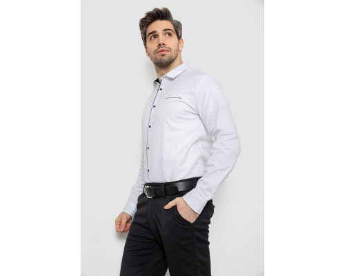 Сорочка чоловіча однотонна з принтом, колір білий, 186R2025