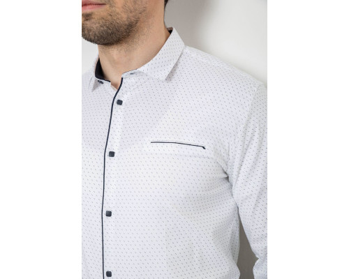Сорочка чоловіча однотонна з принтом, колір білий, 186R2025