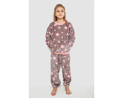 Піжама дитяча плюшева унісекс, колір сіро-рожевий, 102R1538