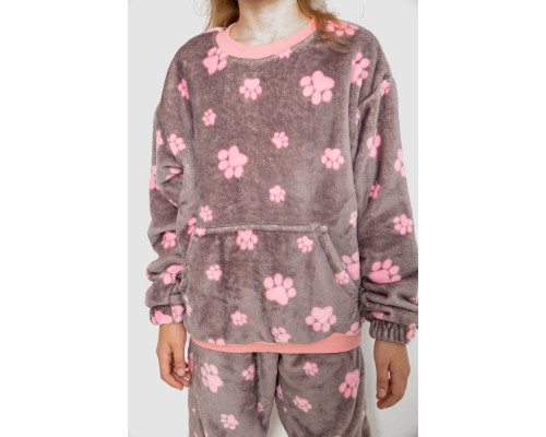 Піжама дитяча плюшева унісекс, колір сіро-рожевий, 102R1538
