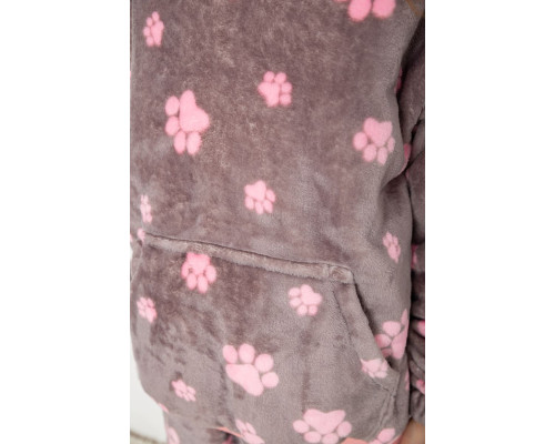 Піжама дитяча плюшева унісекс, колір сіро-рожевий, 102R1538