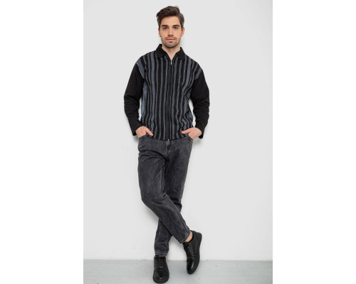 Кофта чоловіча на блискавці в смужку, колір чорний, 238R123