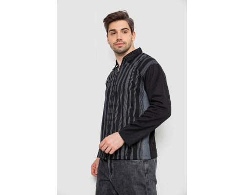 Кофта чоловіча на блискавці в смужку, колір чорний, 238R123
