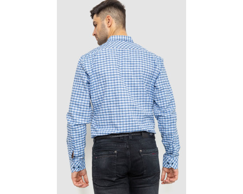Сорочка чоловіча в клітку, колір біло-блакитний, 214R117-35-198