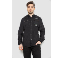 Сорочка чоловіча однотонна з принтом, колір чорний, 186R01