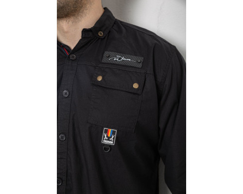 Сорочка чоловіча однотонна з принтом, колір чорний, 186R01