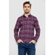 Сорочка чоловіча в клітинку з принтом, колір бордовий, 186R6917-10