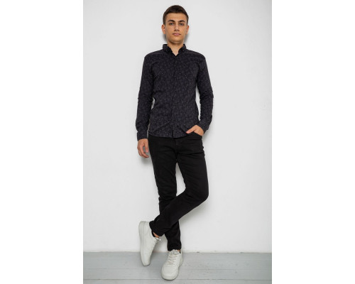 Сорочка чоловіча з принтом, колір чорний, 214R814