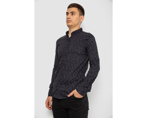Сорочка чоловіча з принтом, колір чорний, 214R814