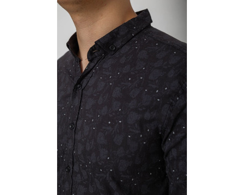 Сорочка чоловіча з принтом, колір чорний, 214R814