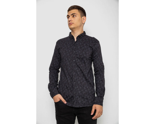 Сорочка чоловіча з принтом, колір чорний, 214R814
