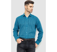 Сорочка чоловіча в клеку байкова, колір бірюзово-синій, 214R99-33-022