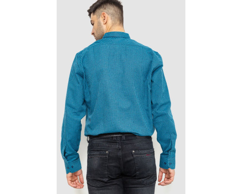 Сорочка чоловіча в клеку байкова, колір бірюзово-синій, 214R99-33-022