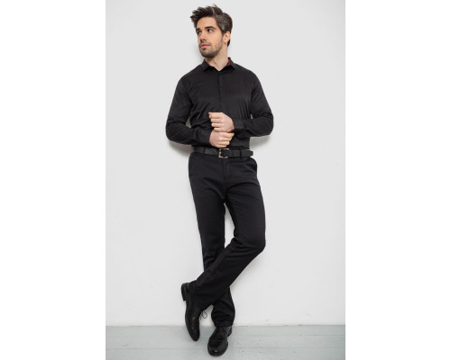 Сорочка чоловіча однотонна, колір чорний, 186R2010