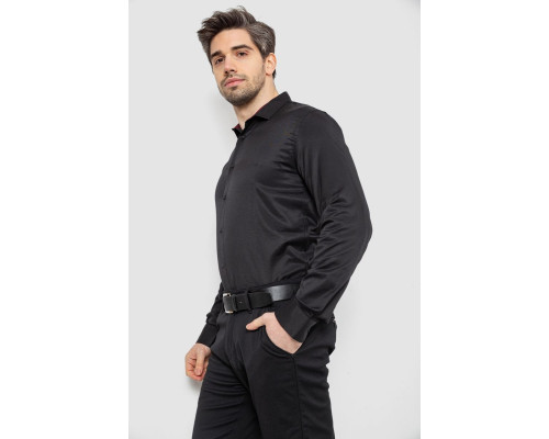Сорочка чоловіча однотонна, колір чорний, 186R2010