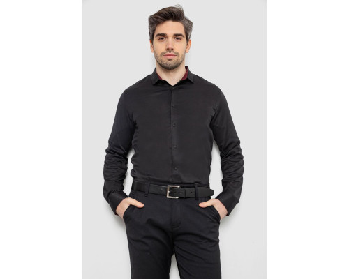 Сорочка чоловіча однотонна, колір чорний, 186R2010