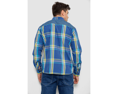Сорочка чоловіча в клітинку, колір синій, 214R0743-1