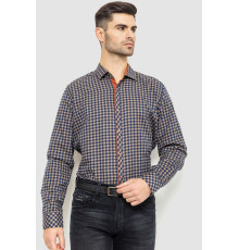 Сорочка чоловіча в клітинку байкова, колір синьо-коричневий, 214R16-33-164