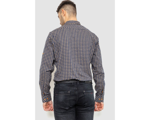 Сорочка чоловіча в клітинку байкова, колір синьо-коричневий, 214R16-33-164