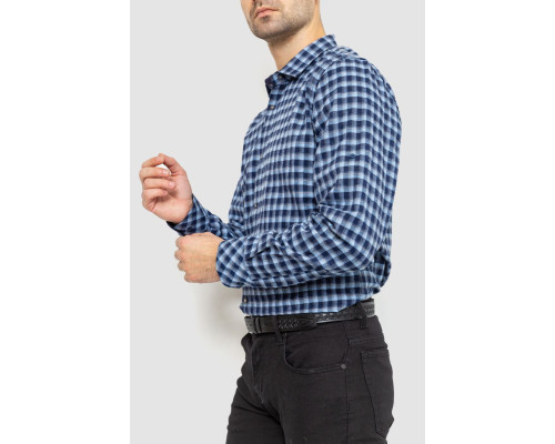 Сорочка чоловіча в клітинку байкова, колір синьо-блакитний, 214R115-35-195