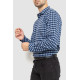 Сорочка чоловіча в клітинку байкова, колір синьо-блакитний, 214R115-35-195