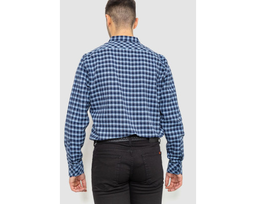 Сорочка чоловіча в клітинку байкова, колір синьо-блакитний, 214R115-35-195