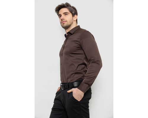 Сорочка чоловіча однотонна, колір шоколадний, 186R6917