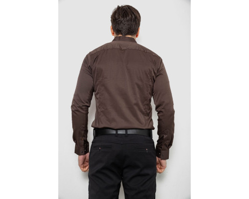 Сорочка чоловіча однотонна, колір шоколадний, 186R6917