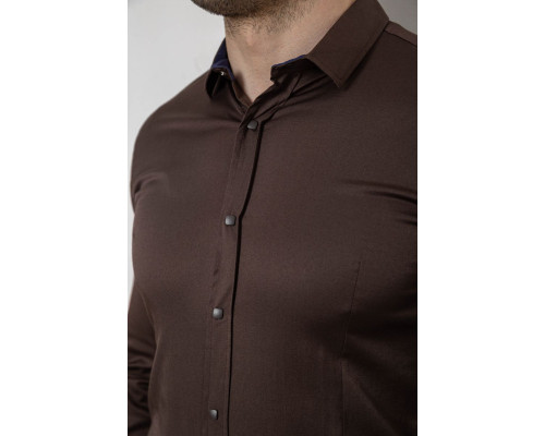Сорочка чоловіча однотонна, колір шоколадний, 186R6917