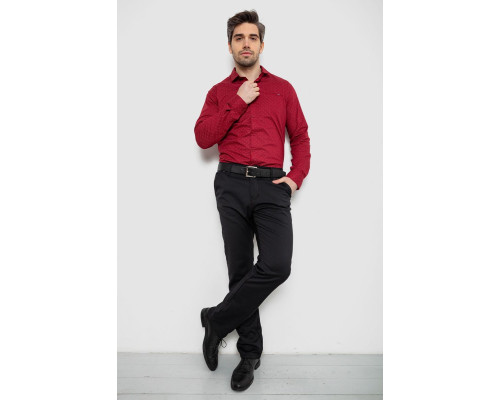 Сорочка чоловіча однотонна з принтом, колір бордовий, 186R2008