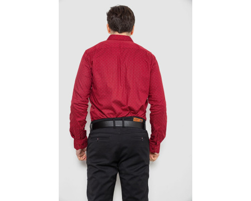 Сорочка чоловіча однотонна з принтом, колір бордовий, 186R2008