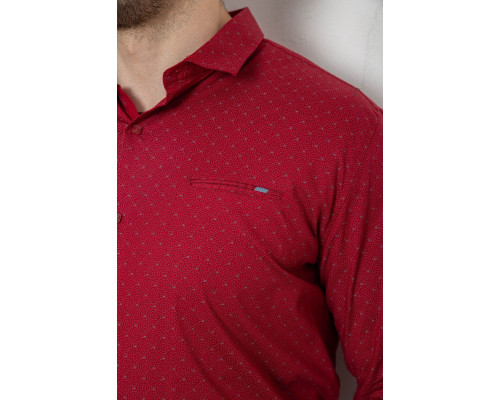 Сорочка чоловіча однотонна з принтом, колір бордовий, 186R2008