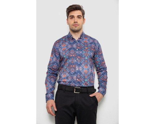 Сорочка чоловіча з принтом, колір синій, 214R2684