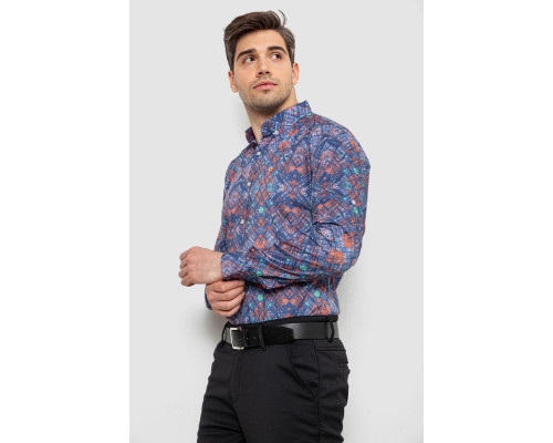 Сорочка чоловіча з принтом, колір синій, 214R2684