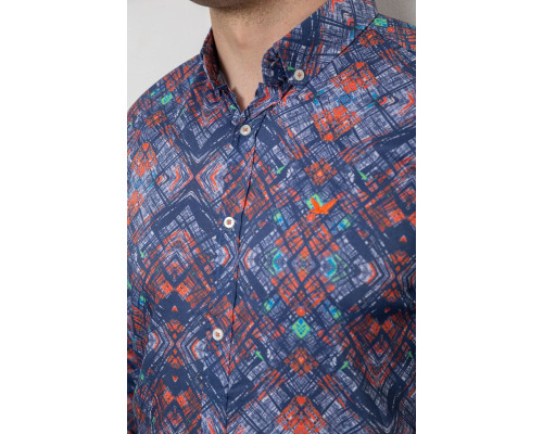 Сорочка чоловіча з принтом, колір синій, 214R2684