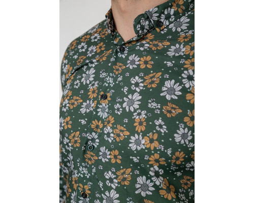Сорочка чоловіча з принтом, колір зелений, 214R1036