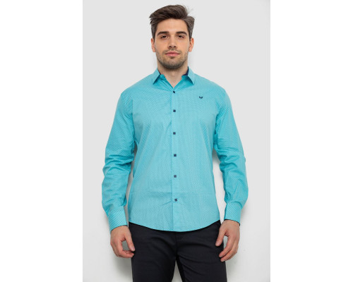 Сорочка чоловіча з принтом, колір бірюзовий, 214R7401