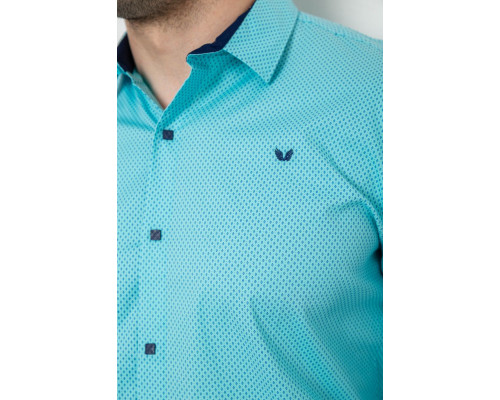 Сорочка чоловіча з принтом, колір бірюзовий, 214R7401
