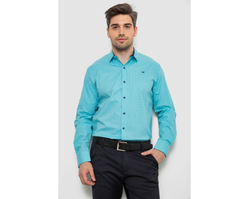 Сорочка чоловіча з принтом, колір бірюзовий, 214R7401