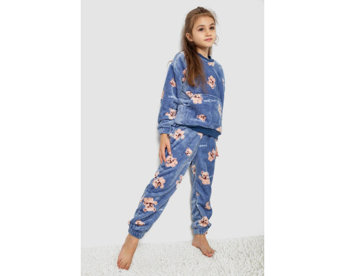 Піжама дитяча плюшева унісекс, колір джинс, 102R1538