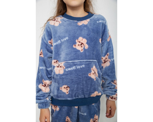 Піжама дитяча плюшева унісекс, колір джинс, 102R1538