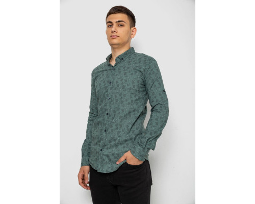 Сорочка чоловіча з принтом, колір оливковий, 214R1029