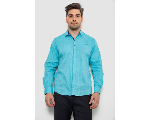 Сорочка чоловіча з принтом, колір бірюзовий, 214R7172