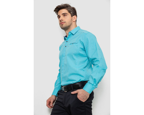 Сорочка чоловіча з принтом, колір бірюзовий, 214R7172