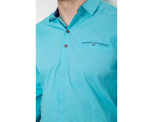 Сорочка чоловіча з принтом, колір бірюзовий, 214R7172